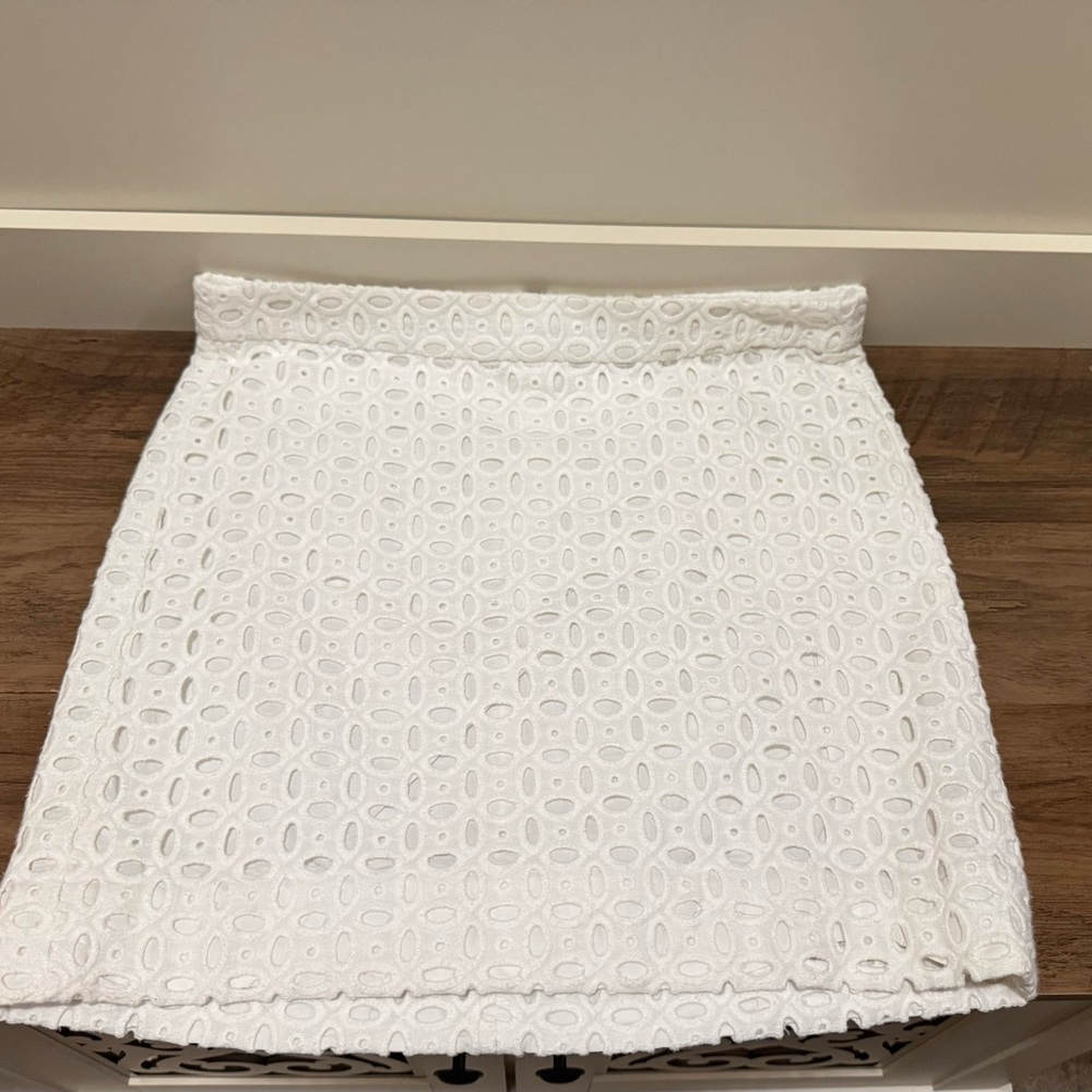 J Crew Elegant White Eyelet Skirt